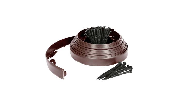 Harbour Housewares Flexible Plastic Lawn & Path Edging - 10m x 4cm - Brown