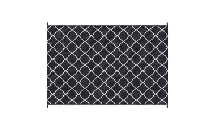 Outsunny Waterproof Reversible Outdoor Rug with Carry Bag - Black