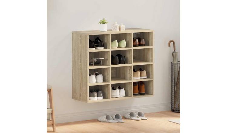 Walplus Engineered Wood Shoe Cabinet - Sonoma Oak - 77.5 x 30 x 67 cm