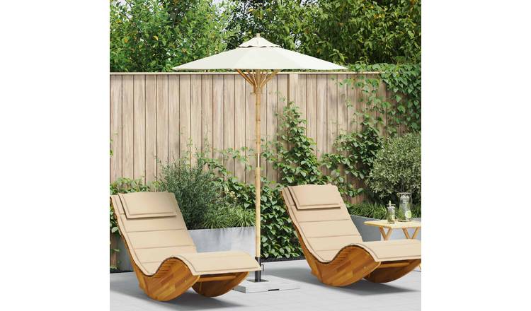Walplus Round Garden Parasol - Cream White - 150 x 150 x 210 cm