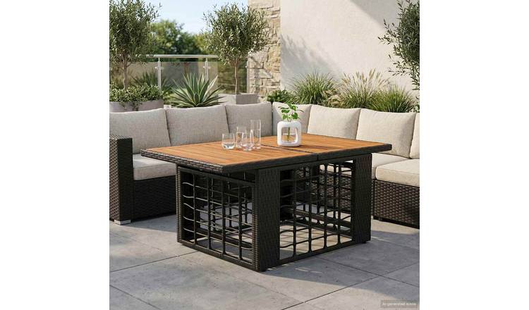 Walplus Rectangular Wood Table - Natural - 100 x 55 x 37 cm (Black and Natural)