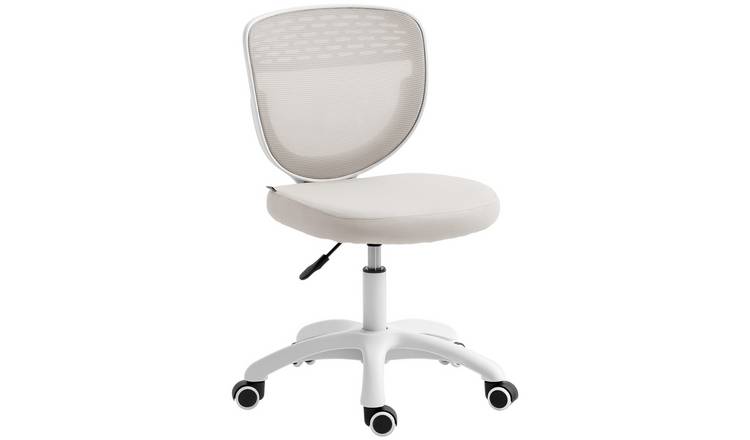 HOMCOM Armless Mesh Computer Desk Chair with Padded Seat - Grey