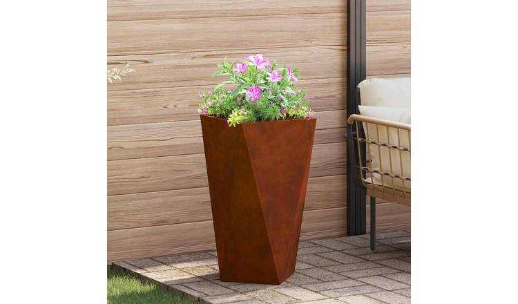 Walplus Corten Steel Garden Planter - Rusty - 40 x 40 x 75 cm