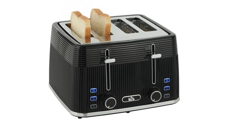 HOMCOM 4 Slice Toaster with 7 Browning Levels with Self Centring - Black