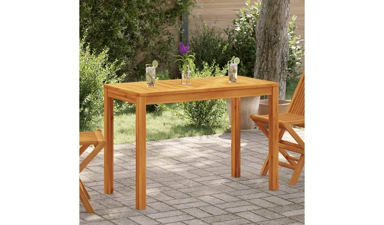 Walplus Solid Acacia Wood Garden Dining Table - Brown - 110 x 55 x 75 cm