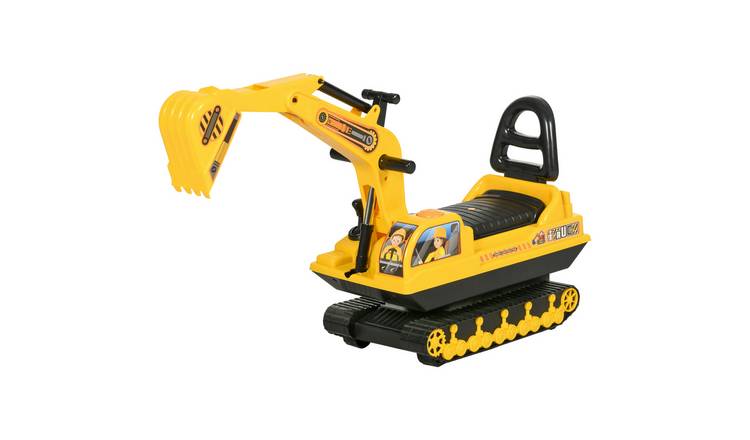 HOMCOM 18-48 Months Storage Seat Adjustable Arm Ride on Digger Toy – Yellow