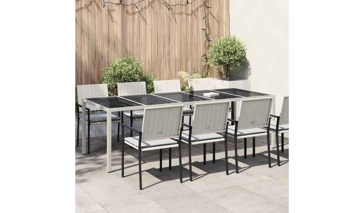 Walplus Poly Rattan Garden Table - White - 250 x 100 x 75 cm