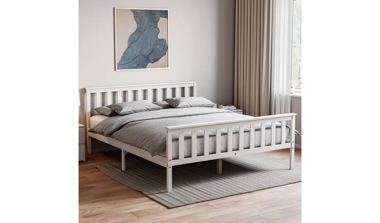 Vida Designs Milan King Size Wooden High Foot Bed With Foam Mattress - White
