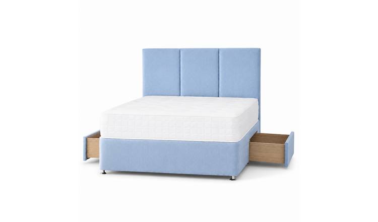 Comfy Deluxe 6ft Super King   2  Drawer  Plush Velvet Divan Bed Set -  Sky Blue
