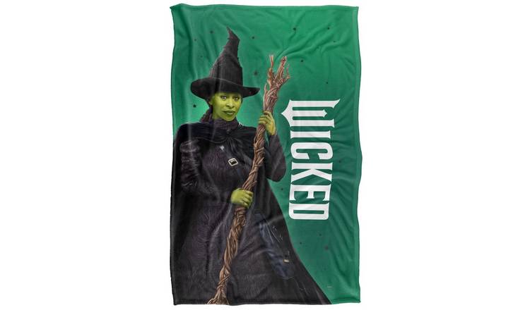 Wicked Elphaba Broomstick Soft Touch Green Blanket - 142cm x 91cm