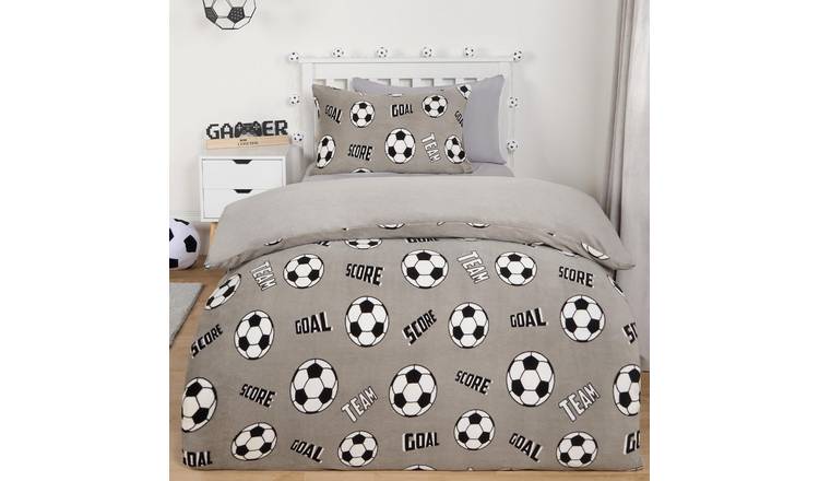 OHS Kids Football Fleece Reversible Bedding Set Light Grey - Single