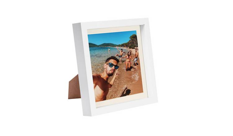 Nicola Spring 3D Box Photo Frame - 8" x 8" with Mount - White