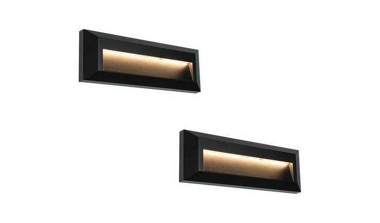 Loops Direct Pack of 2 ABS Plastic LED Wall Downlight - Black