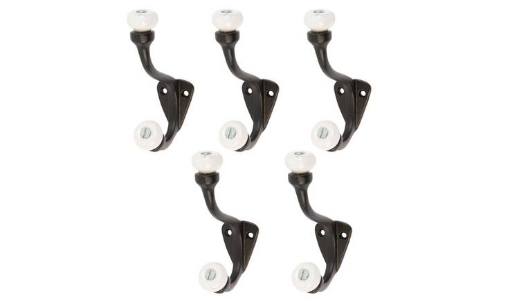 Hammer & Tongs White Ceramic Ball Hat & Coat Hook - Pack of 5