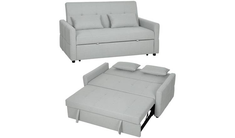 HOMCOM 2 Seater Sofa Bed with Pull Out Design - Light Grey
