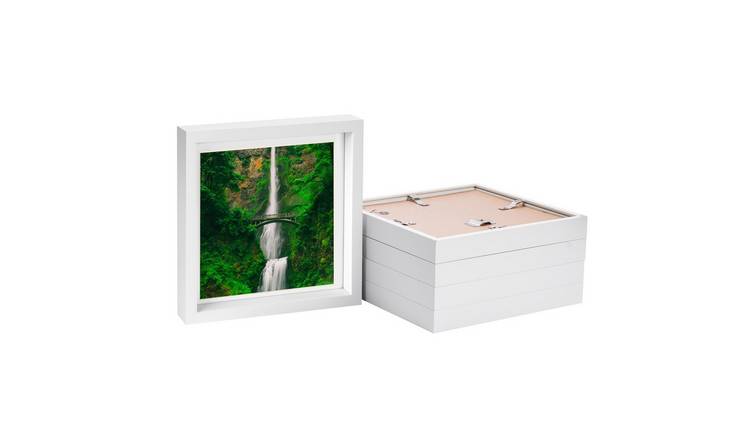 Nicola Spring 3D Box Photo Frames - 10" x 10" with Mount - Set of 5 - White