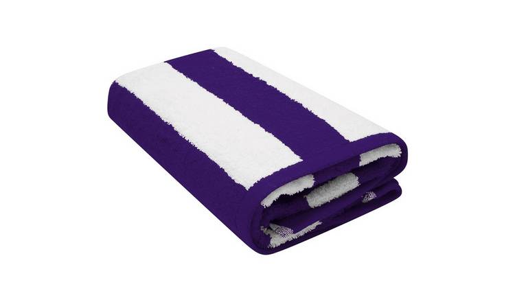 K Collection Striped Pack of 2 Purple Beach Towel - 152cm x 76cm