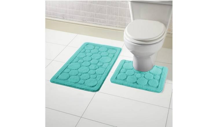 New Edge Blinds Cali Bath Mat & Pedestal Set - Duck Egg