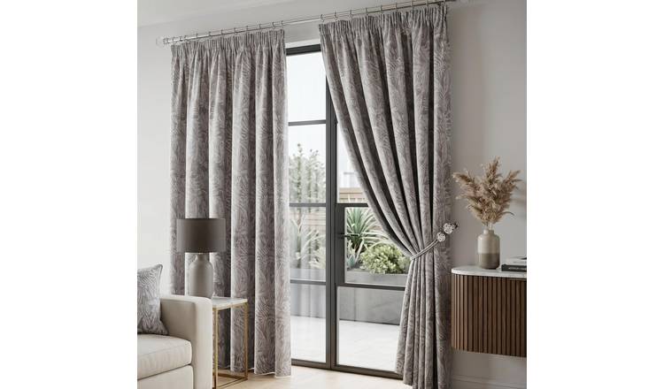 Luxury Living Chenille Lined Pencil Pleat Curtains 229cm x 274cm - Silver