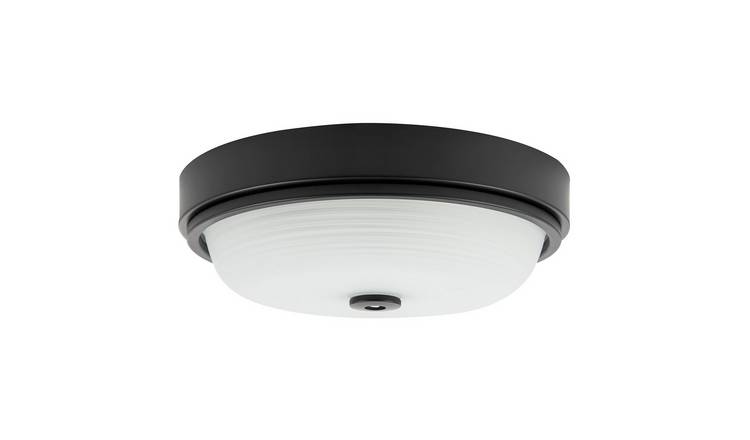 Happy Homewares Black Sensor IP44 in Matte Black Bathroom Ceiling Light - 32cm