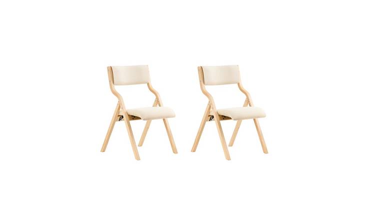 SoBuy Set Of 2 Folding Chair With Padded Seat And Back - White