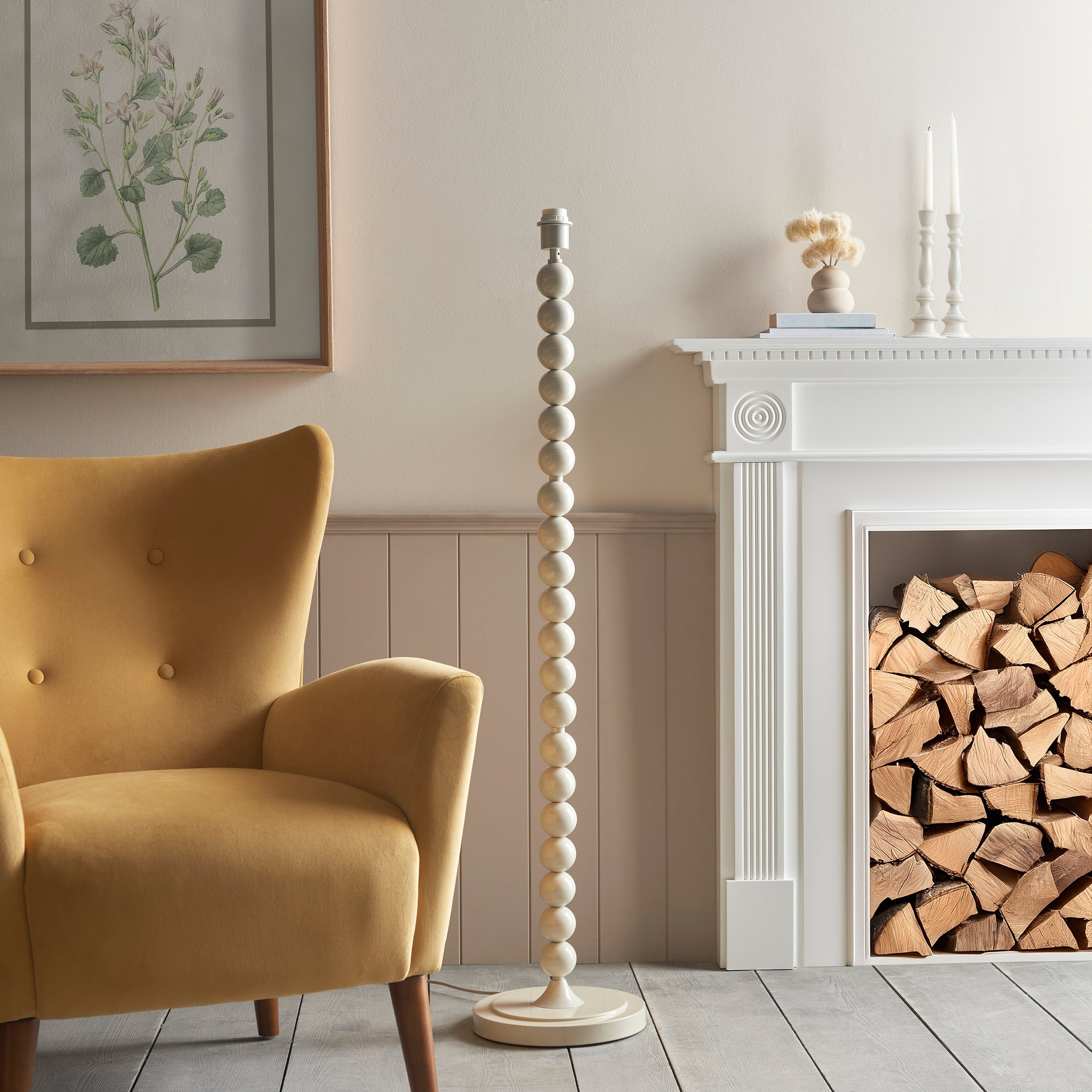 Loops Direct 28cm Steel Floor Lamp - Gloss Almond White - Image 4