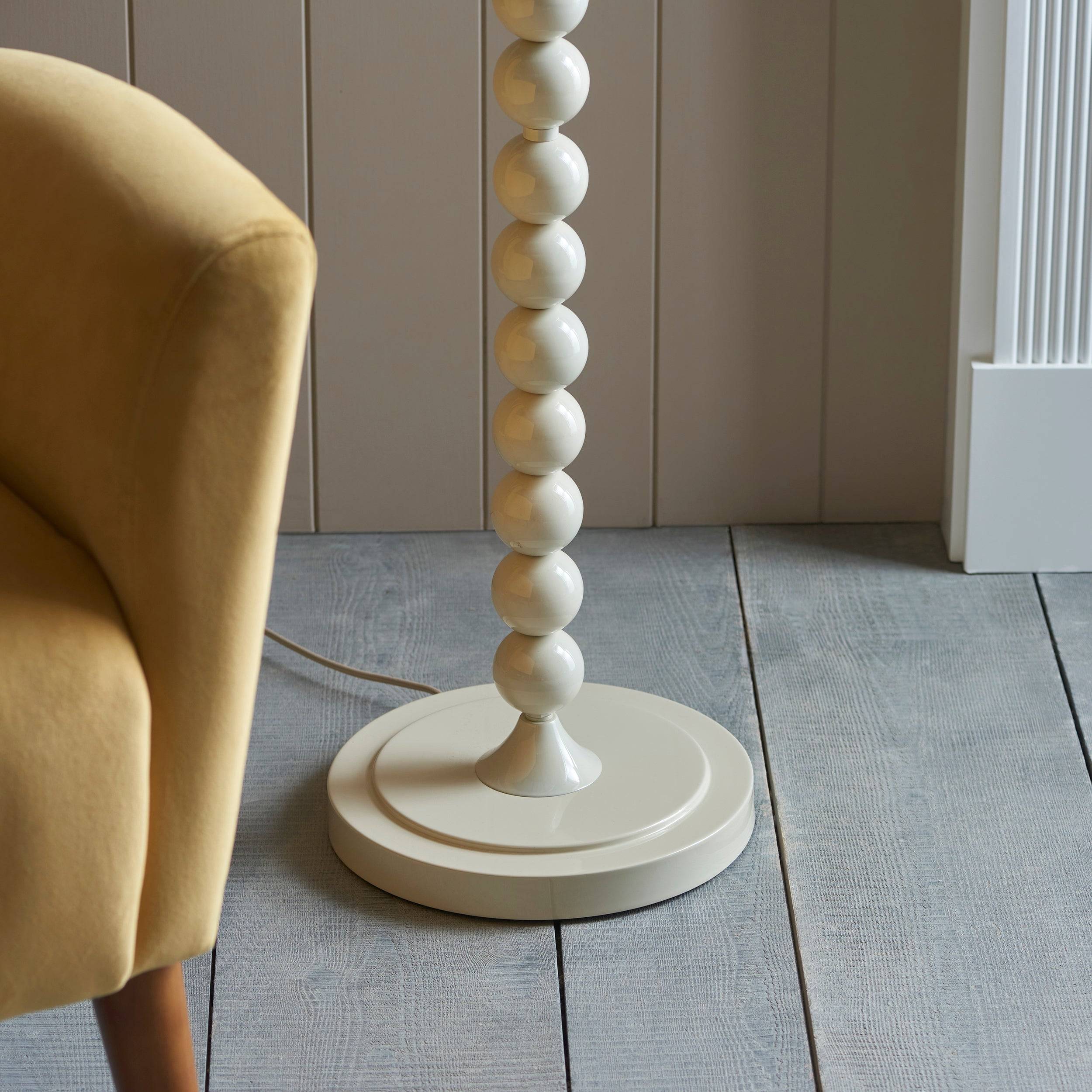 Loops Direct 28cm Steel Floor Lamp - Gloss Almond White - Image 6