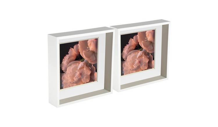 Nicola Spring 3D Deep Box Photo Frames - 10x10" with Mount - White - Set of 5