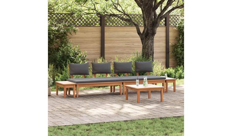 Walplus 5 Piece Garden Sofa Set Open Shelf - Brown and Grey - 60 x 60 x 30 cm