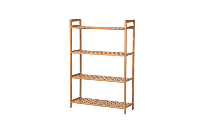 Living and Home 4-Tier 68cm Bamboo Slatted Standing Bookshelf