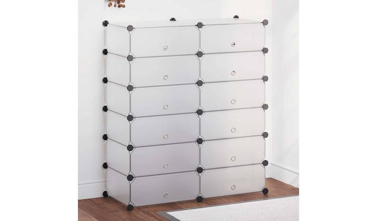 Walplus 12-Compartment Steel Shoe Cabinet - White - 92 x 37 x 105 cm