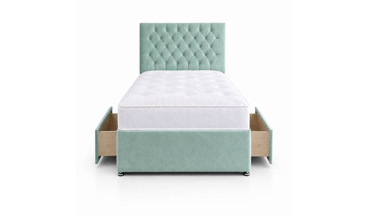 Comfy Deluxe 4ft Small Double       2 Drawer Velvet  Divan Bed Set -  Duck Egg