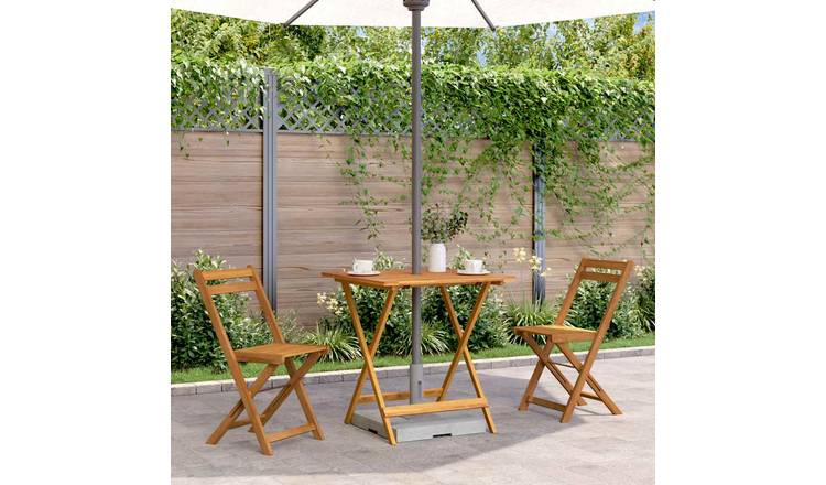 Walplus Solid Acacia Wood Folding Garden Table - Brown - 70 x 70 x 75 cm