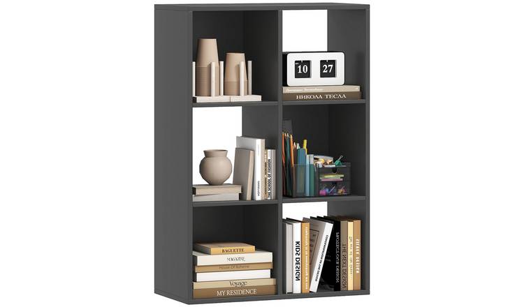 HOMCOM 3 Tier 6 Cubes  Freestanding Storage Bookcase - Black