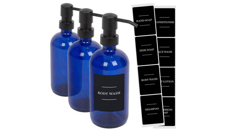 Harbour Housewares Soap Dispensers with Labels - Set of 3