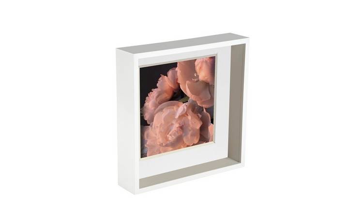 Nicola Spring 3D Deep Box Photo Frame - 10 x 10" with Mount - White/White