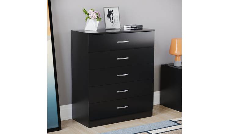 Vida Designs Riano 5 Drawer Chest - Black