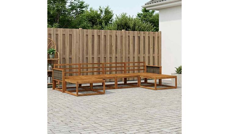 Walplus 6 Piece Acacia Outdoor Sofa Set 37 cm Seat - Natural - 79 x 83 x 73 cm