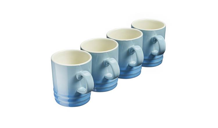 Cooks Professional Set of 4 Stoneware Tea Coffee Mugs 350ml - Blue
