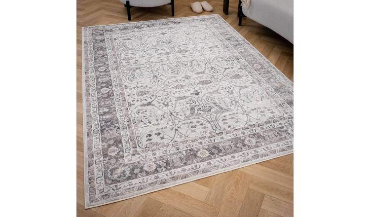 The Rugs Grey Montana Floral Rug - 160 x 230cm