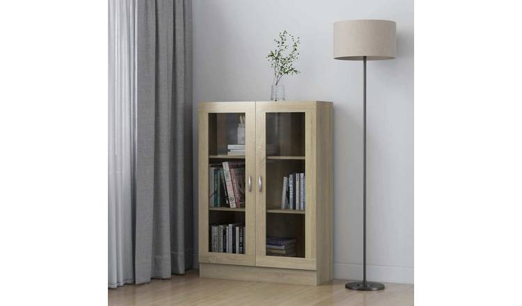 Walplus Engineered Wood Display Cabinet - Light Oak - 82.5 x 30.5 x 115 cm