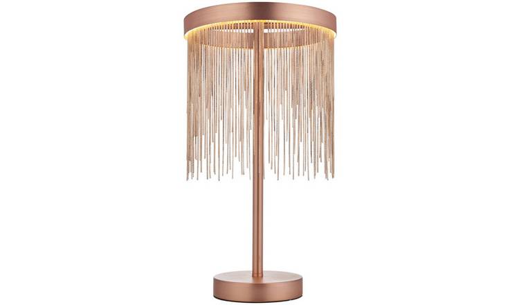 Loops Direct 22cm Brushed Copper Steel Table Lamp - Brushed Copper
