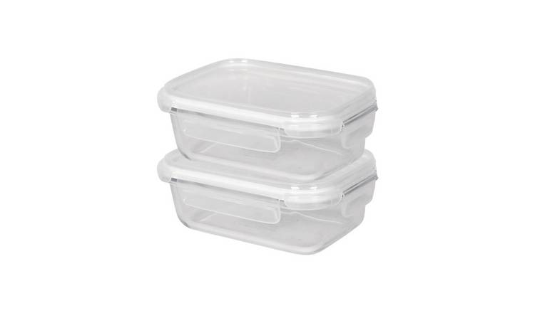 Harbour Housewares Glass Containers with Lids- Pack of 2 - 17 x 5.5cm