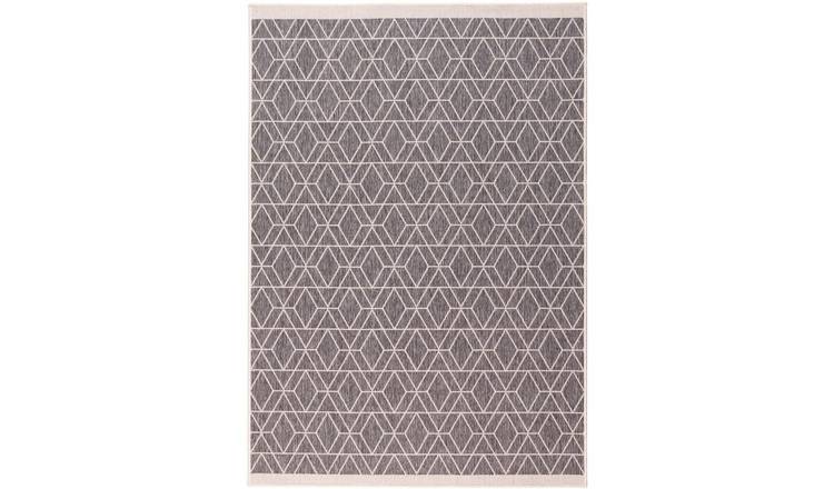 The Rugs Grey Duo Weave Diamonds Reversible Rug - 160 x 230cm