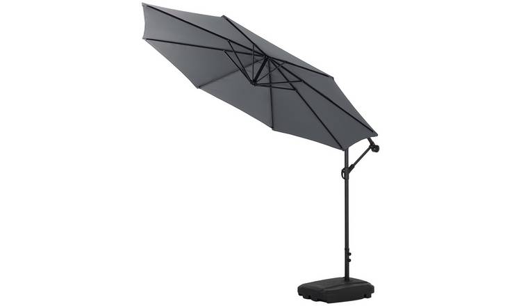 Living and Home Cantilever Parasol with Wheeled Fillable Base 3m - Grey