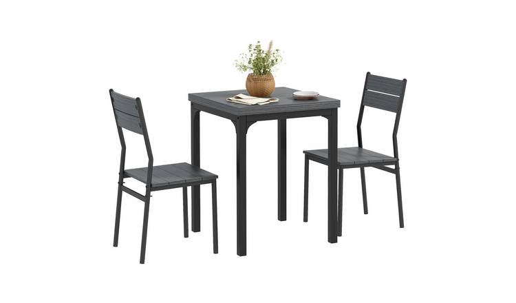 HOMCOM 3 Piece Steel Modern Dining Table with Steel Legs - Grey