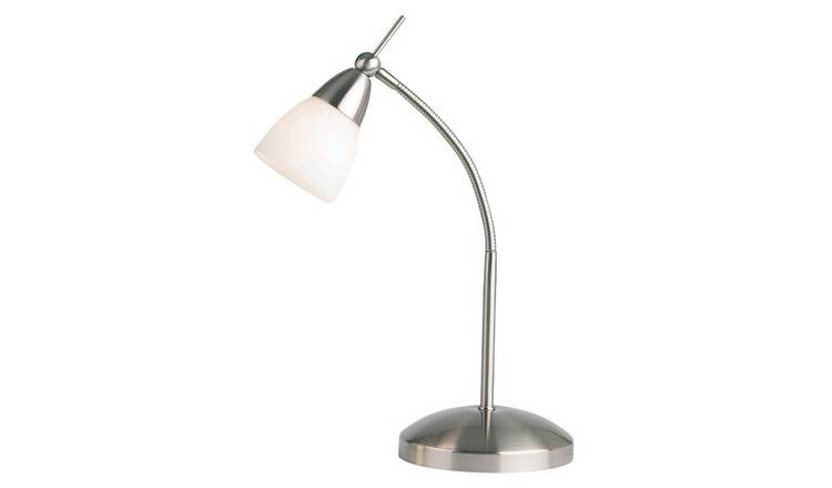 Loops Direct Steel and Glass Table Lamp - Satin Chrome