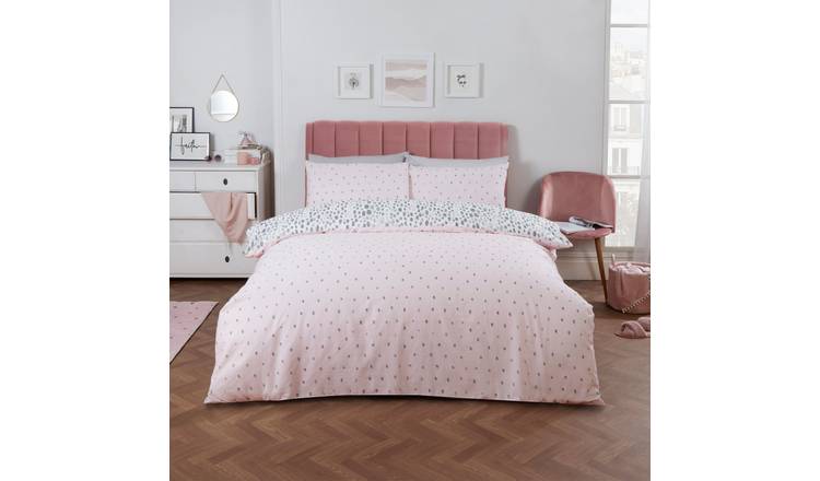 OHS Dalmatian Print Duvet Cover Set - Blush/Grey - Double