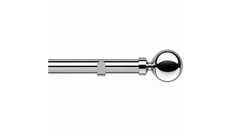 New Edge Blinds 28mm Chrome Ball Fixed Eyelet Curtain Pole - 360cm