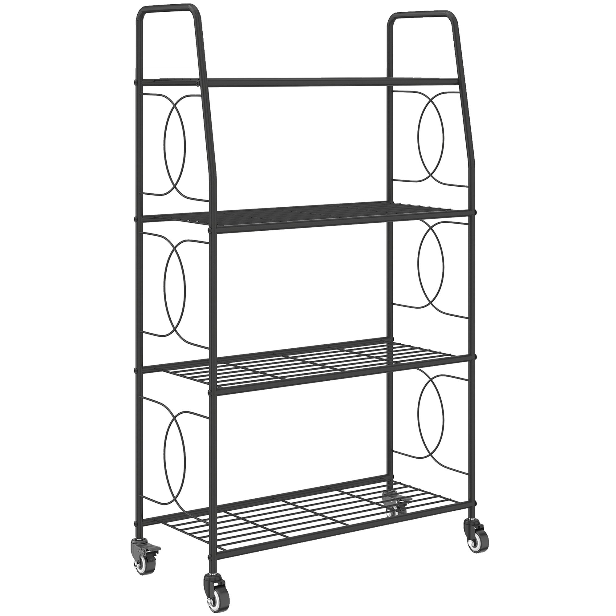Outsunny 4 Tier Raised Garden Bed with Wheels and Adjustable Foot Pads - Black - Image 2
